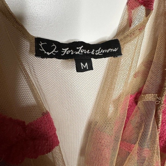 For Love & Lemons Paradise Pink Orchid Mini Dress Women's Sheer No Slip Size M - Picture 4 of 7